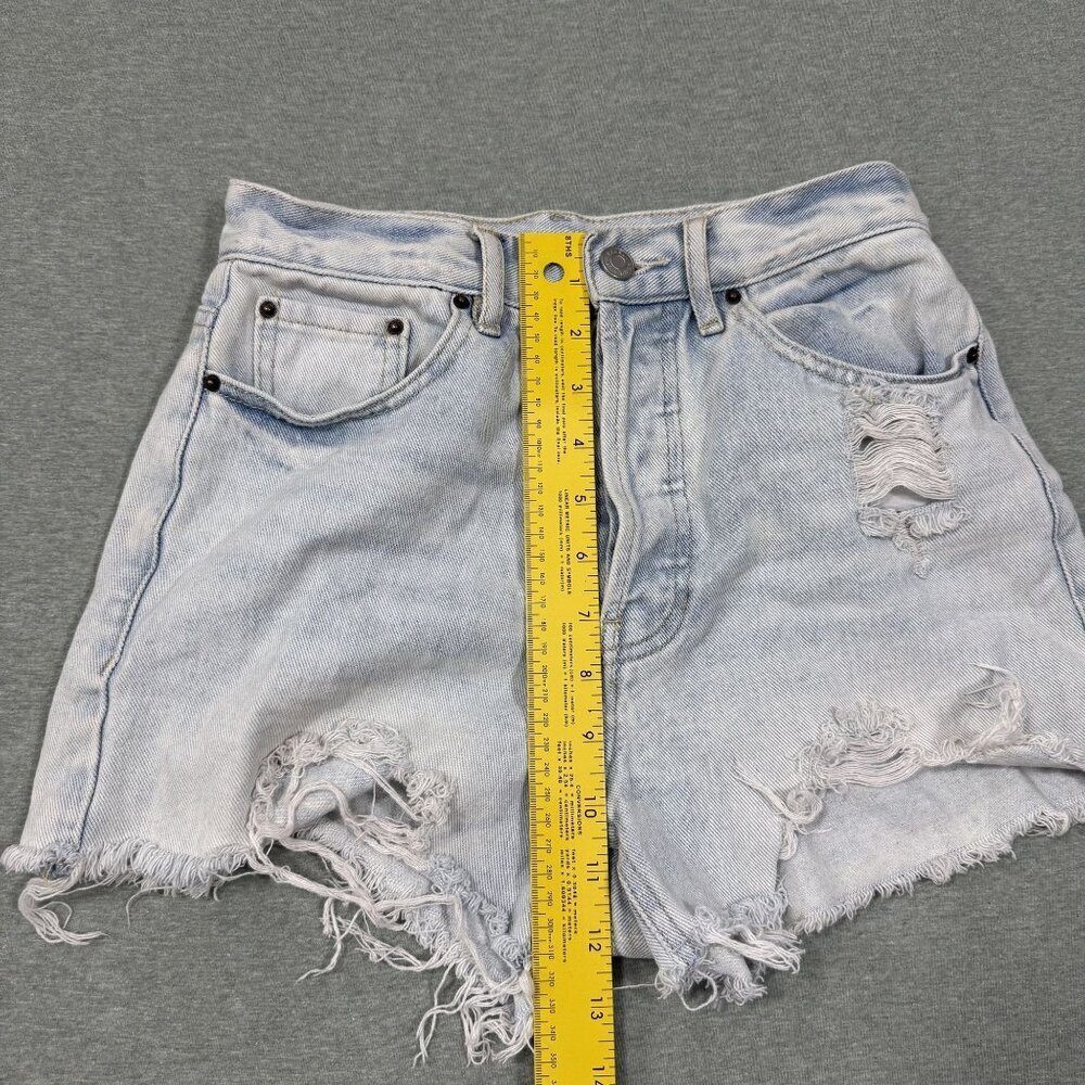 Pacsun Ultra High Rise Vintage Short Women's 24 Blue Cotton Distressed Festival - Picture 7 of 8